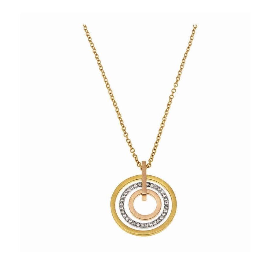 Michael Kors Necklace Brilliance Statement Tri-tone Disc Gold-tone D30