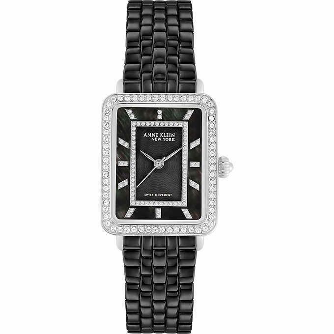 Anne Klein Women s Crystal Accented Mop Dial Black Watch 12/2335BKSV