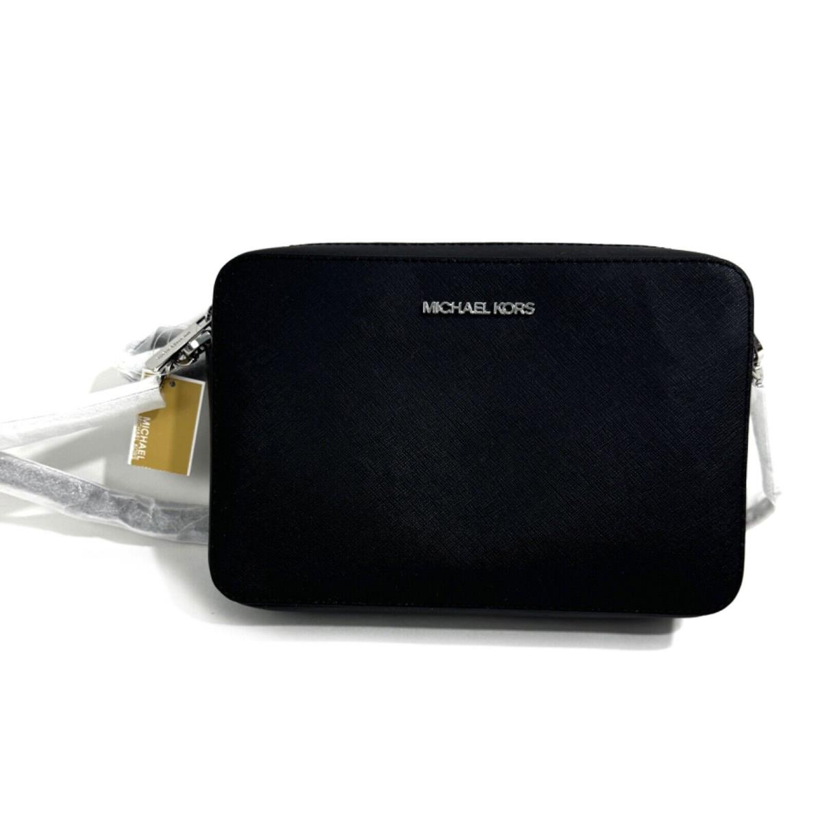 Kors Jet Set Black Large Saffiano Leather Crossbody Bag