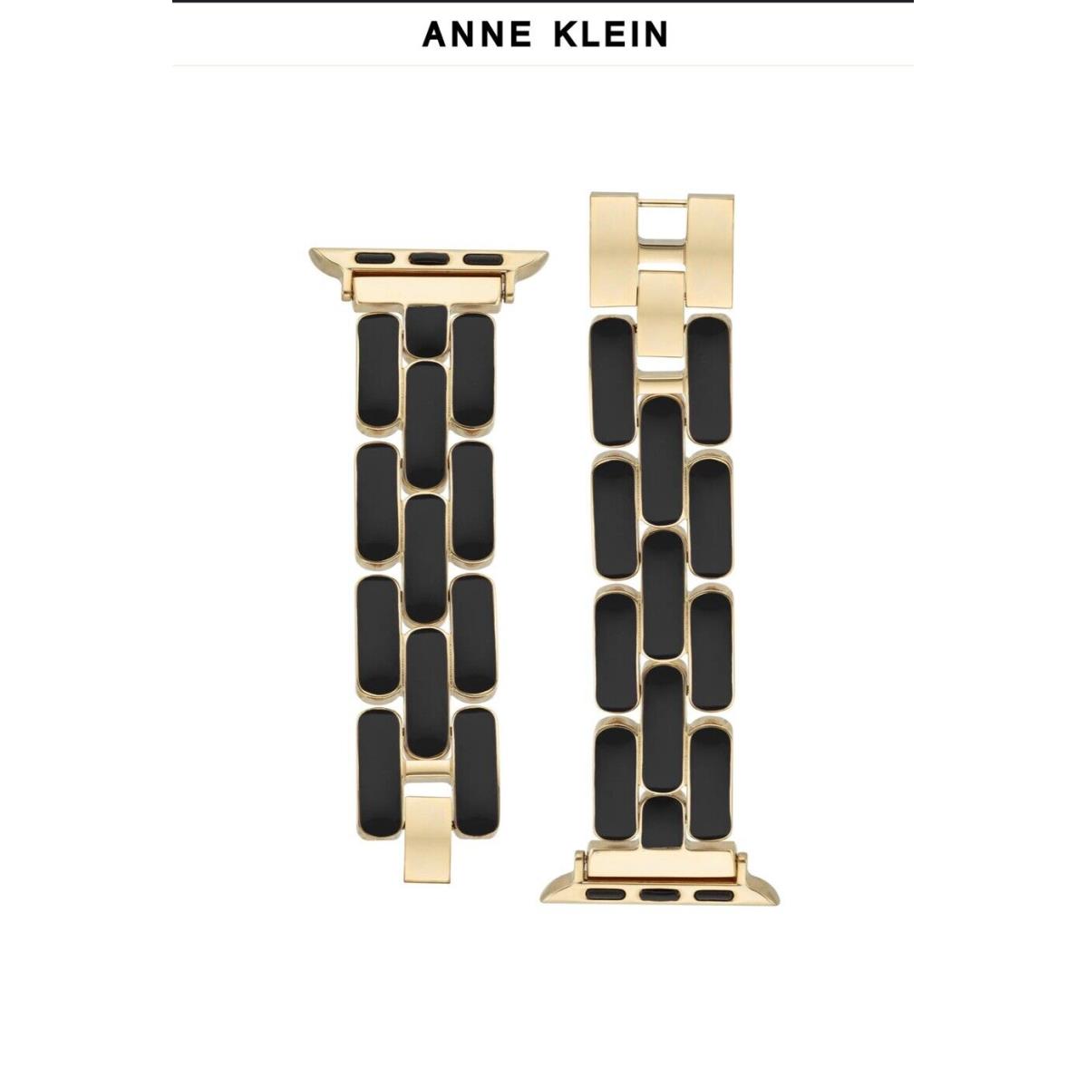 Anne Klein Enameled Band For Apple Watch 42/44/45 Black and Gold