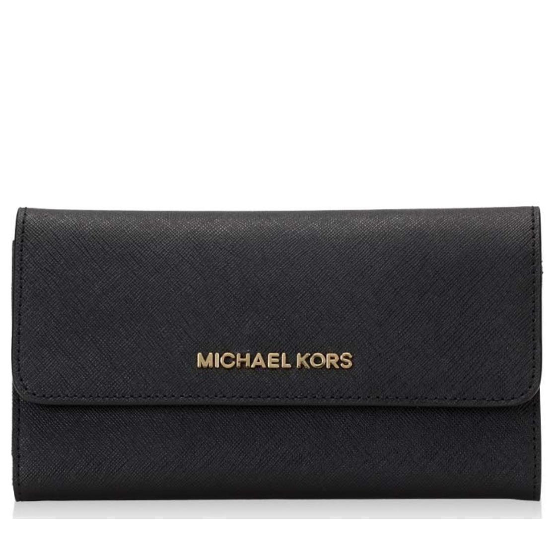 Michael Kors Jet Set Travel Large Trifold Wallet Black