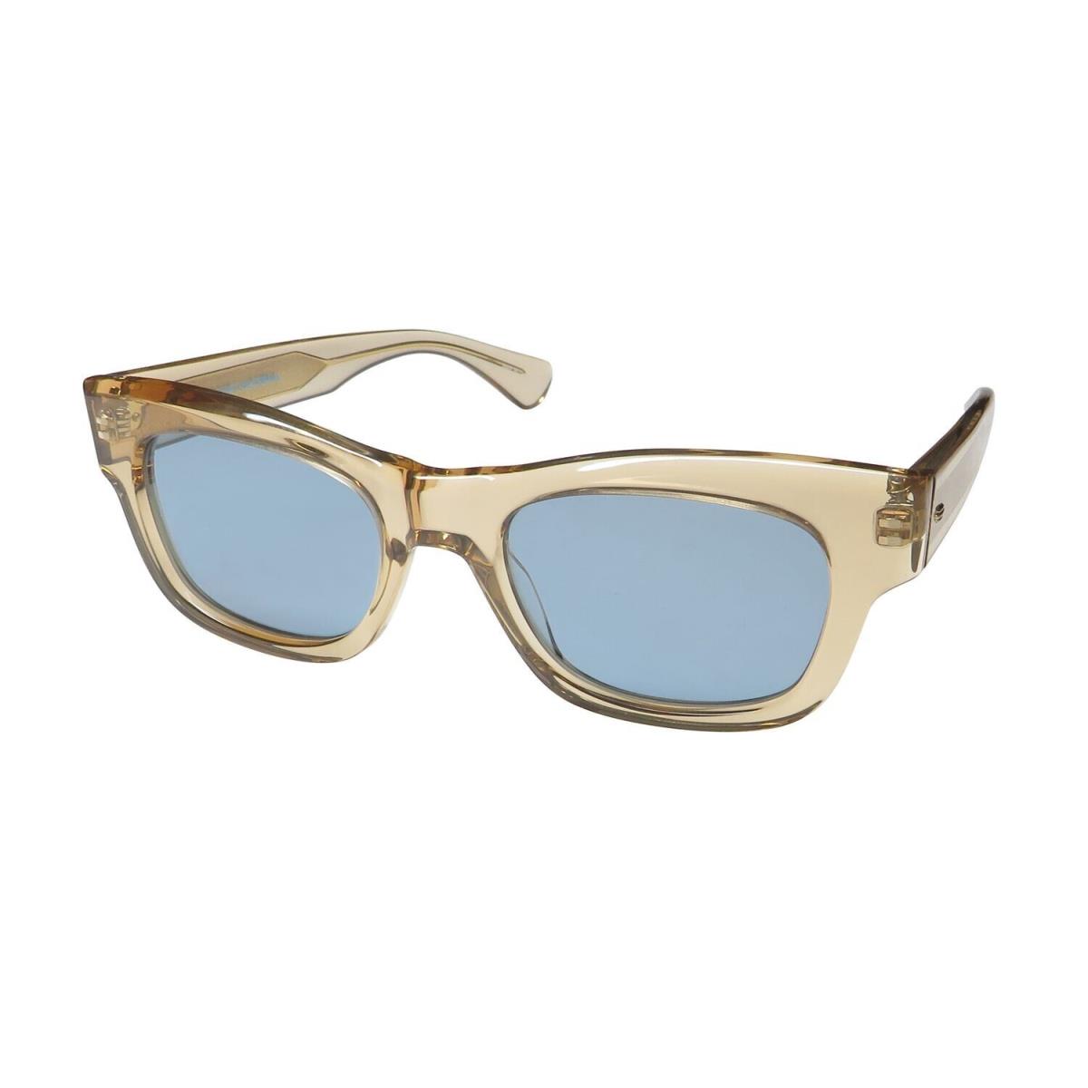 Garrett Leight Woz Brew Champange Crystal w Pacifica Blue Lens Cateye Sunglasses