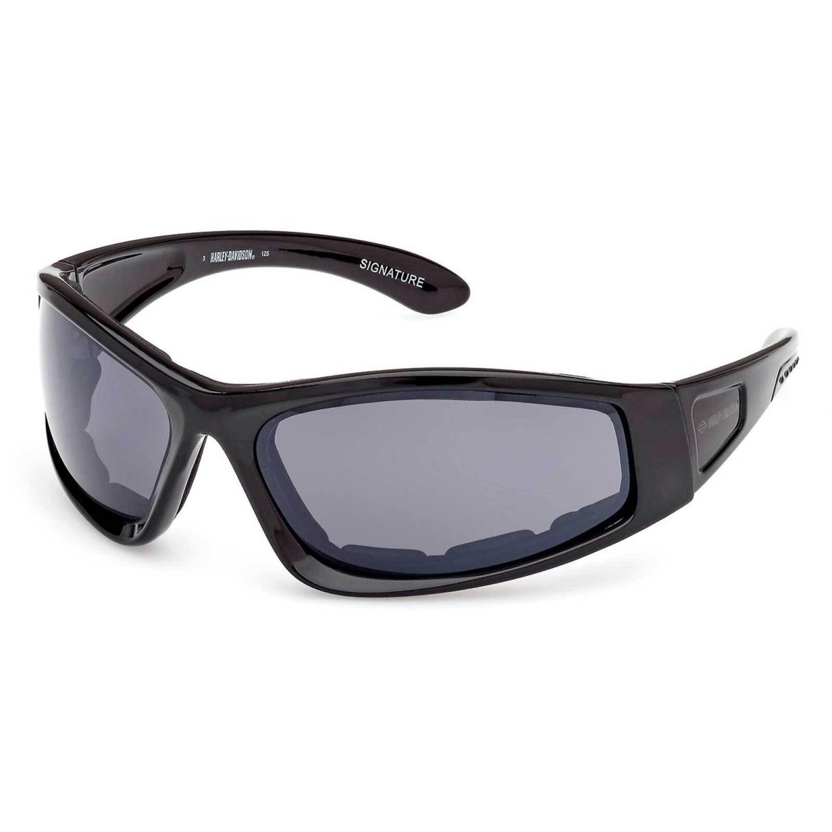 Harley-davidson Men`s Signature Foam Riding Sunglasses Shiny Black W/smoke Lens