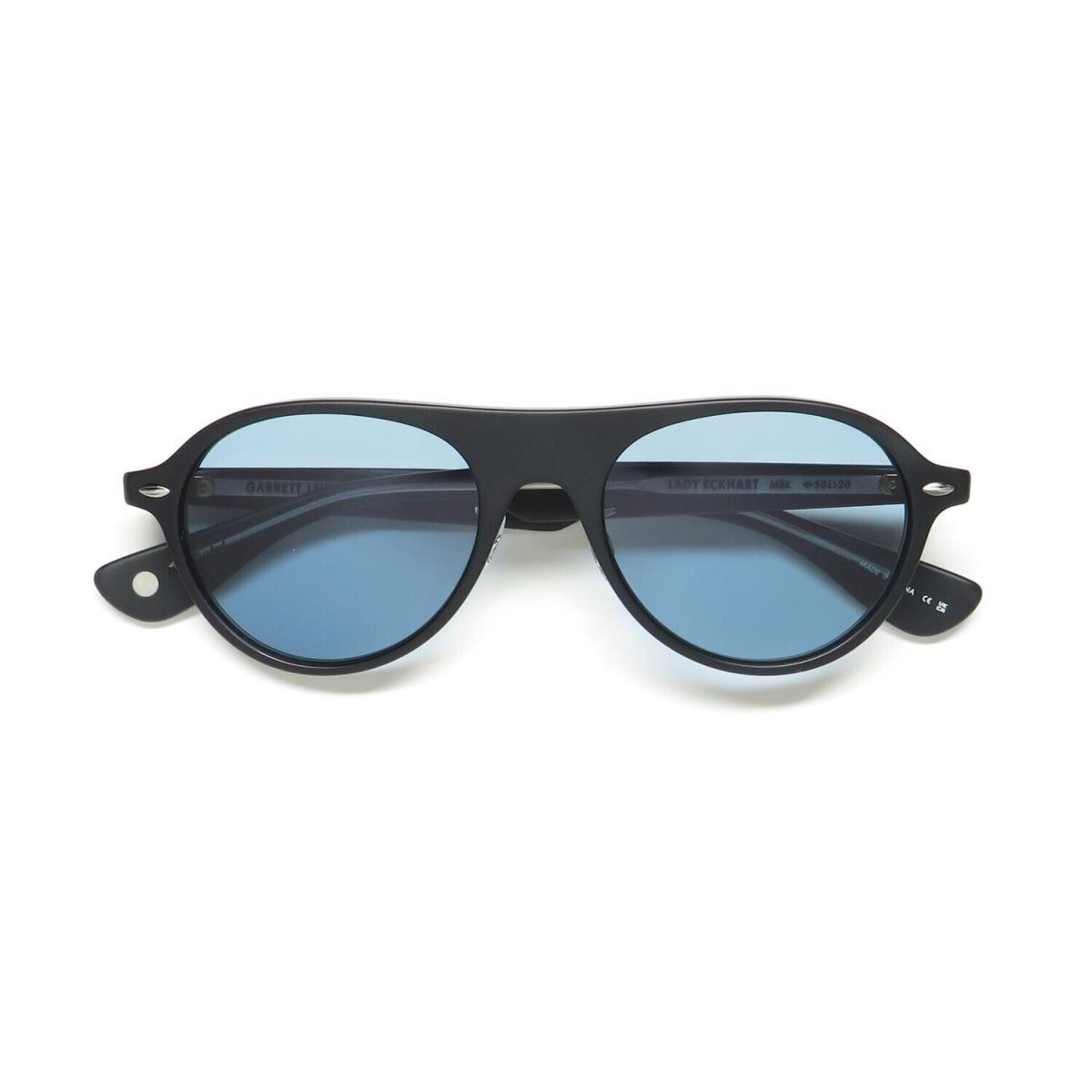 Garrett Leight Lady Eckhart Mbk Matte Black Aviator Sunglasses w Blue Lens