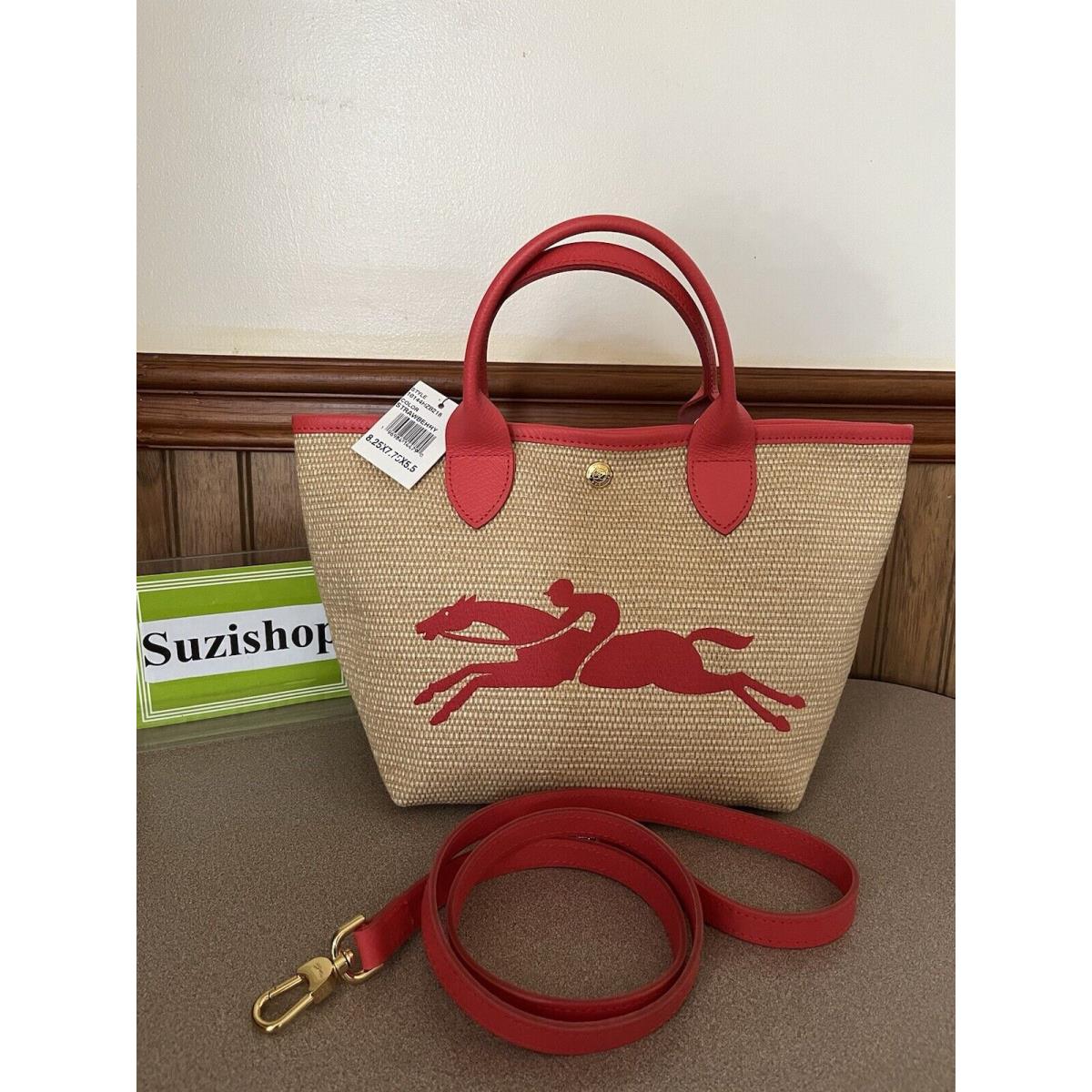 Longchamp Le Panier Pliage Small Top Handle Raffia Tote Made In France