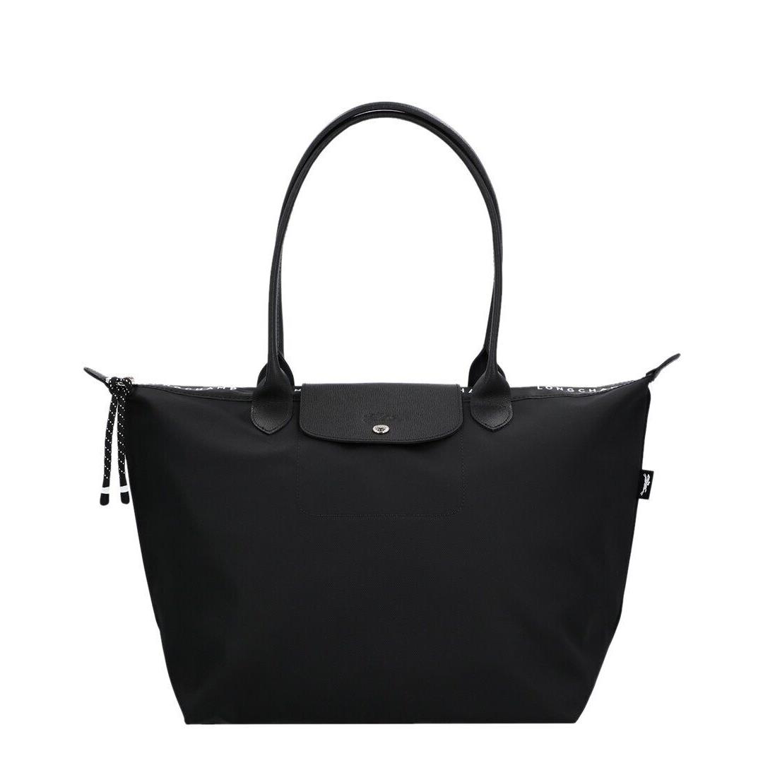 Longchamp Le Pliage Energy Large Canvas Leather Tote Women`s Black