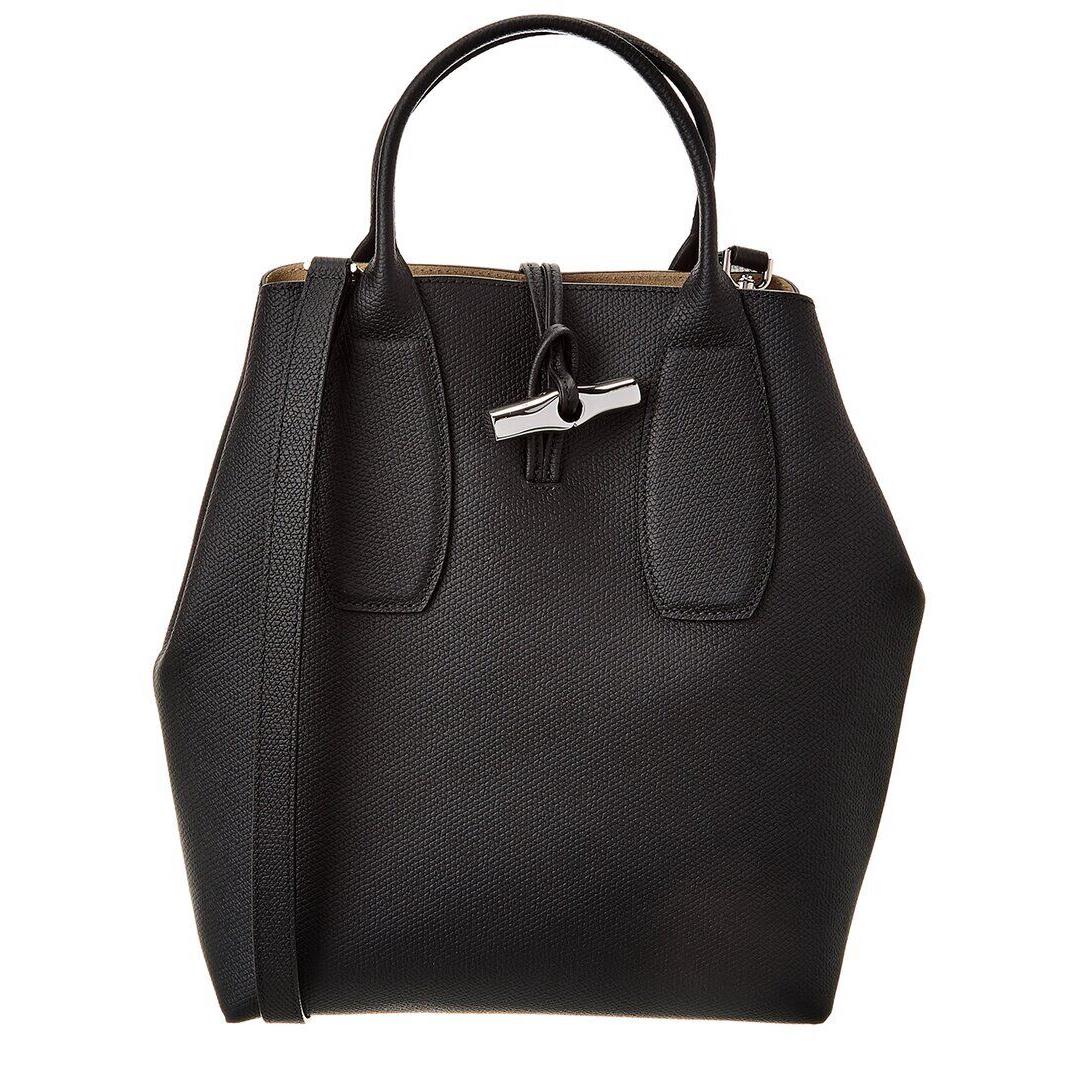 Longchamp Roseau Medium Leather Crossbody Women`s Black