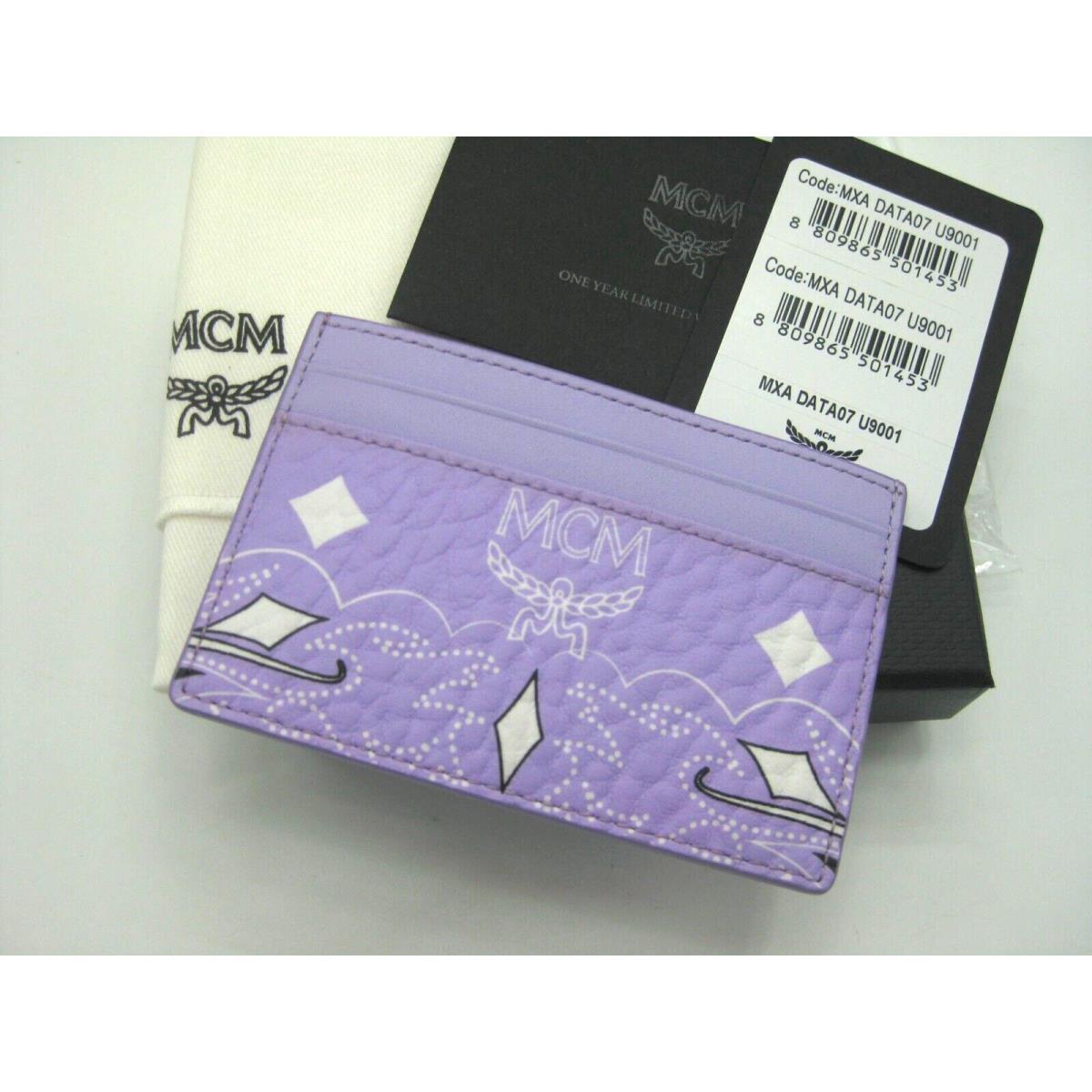 Mcm Mini Aren Coated Canvas Card Case Bandana Purple Rose Orig Box Dust Bag