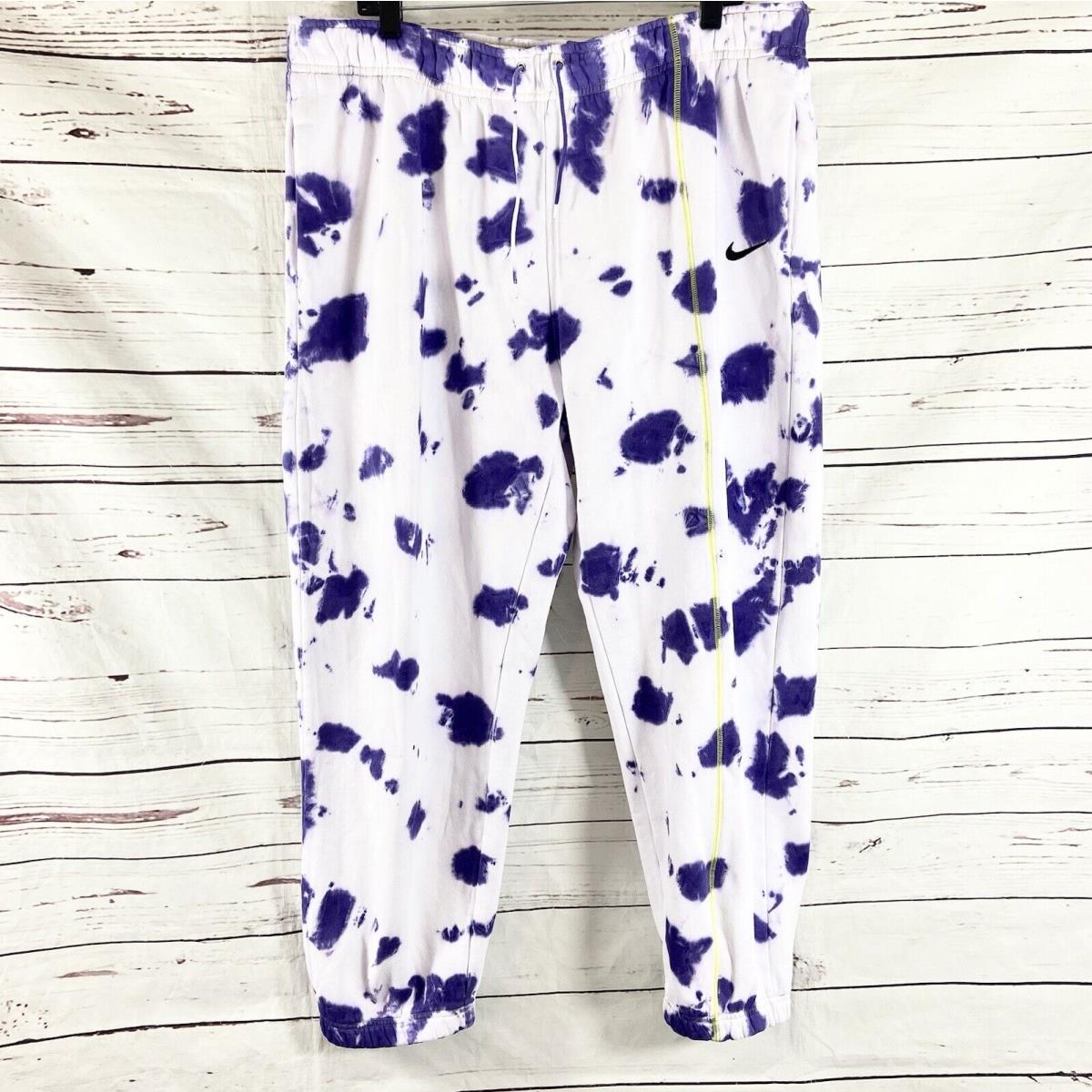 Nike Sportswear Sweatpants Women s 2X White Purple Tie Dye Fleece Mid Rise