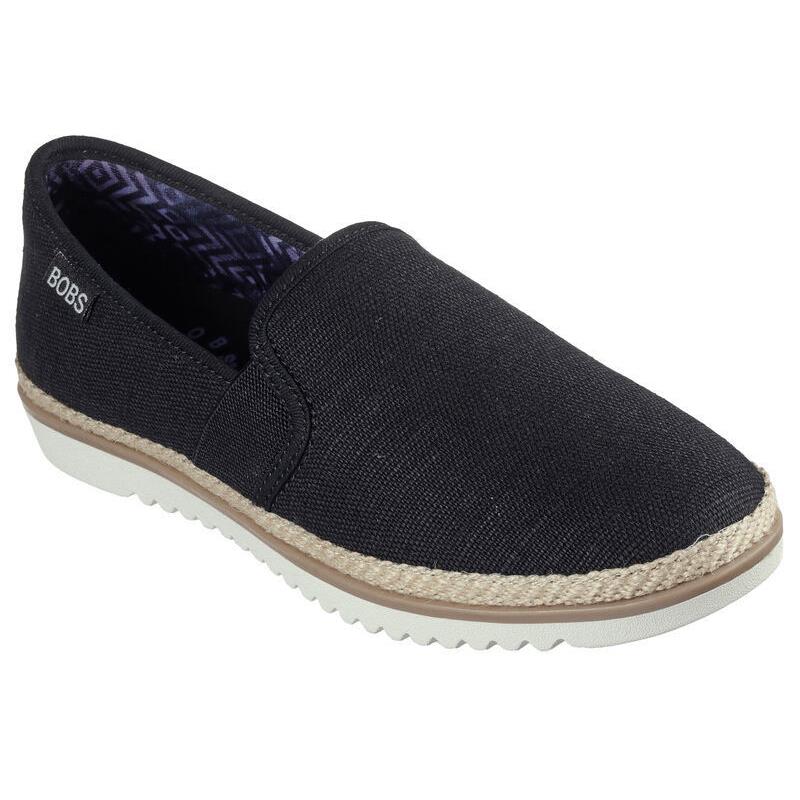 Womens Skechers Bobs Flexpadrille LO Black Linen Shoes - Black