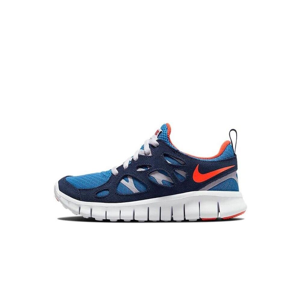 Big Kid`s Nike Free Run 2 Light Photo Blue/orange DD0163 403 - Light Photo Blue/Orange