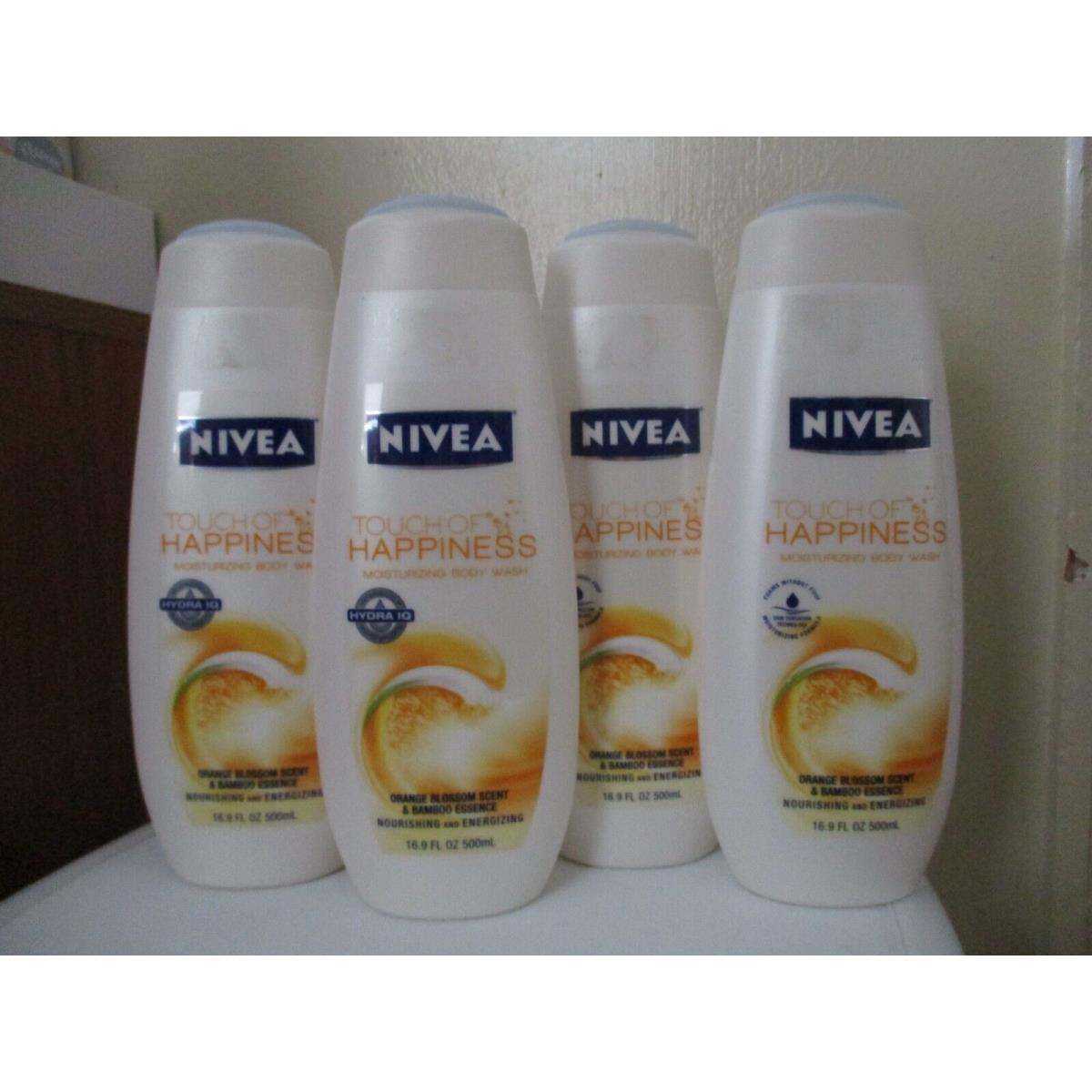 Lot of 4 Nivea Touch of Happiness Orange Blossom Bamboo Body Wash 16.9 oz Htf