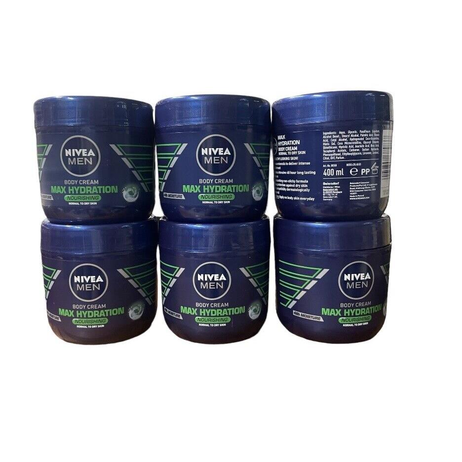 6Nivea Men Max Hydration Body Cream For Normal Skin - 13.5 Fl Oz / 400 mL