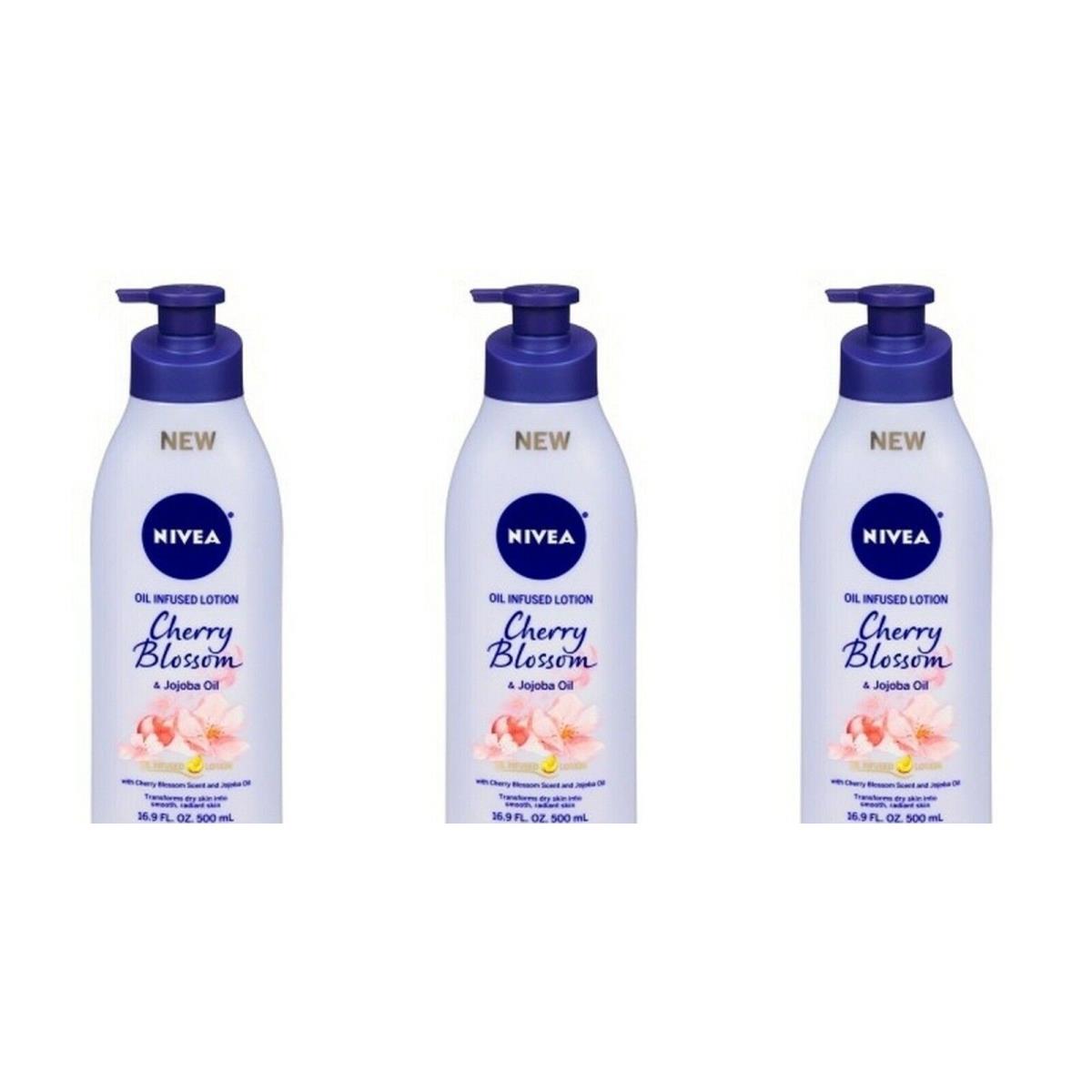 BL Nivea Lotion Oil-infused Cherry/jojoba Oil 16.9 oz Pump - Three Pack