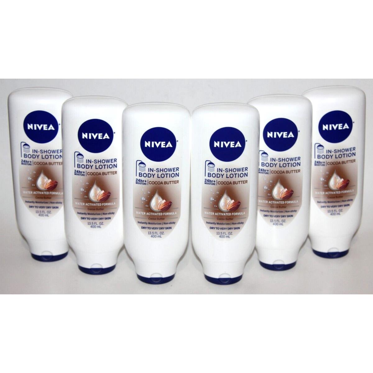 Lot 6 Nivea In-shower Cocoa Butter Body Lotion Dry TO Very Dry Skin 13.5 FL OZ