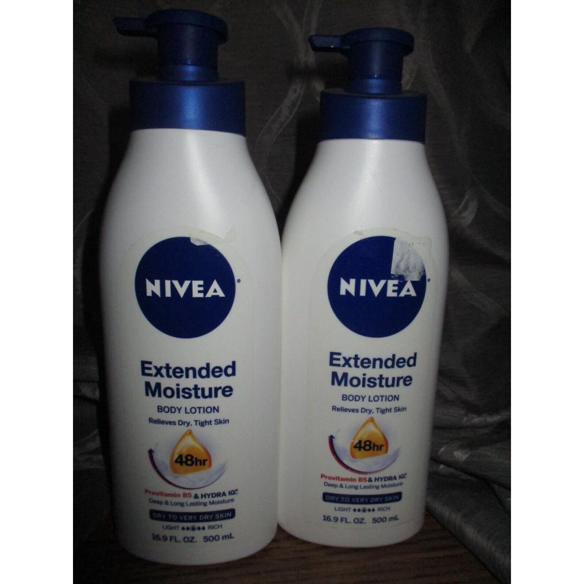 2 Nivea Extended Moisture 48 HR Body Lotion Provitamin B5 16.9 oz Dry Sk