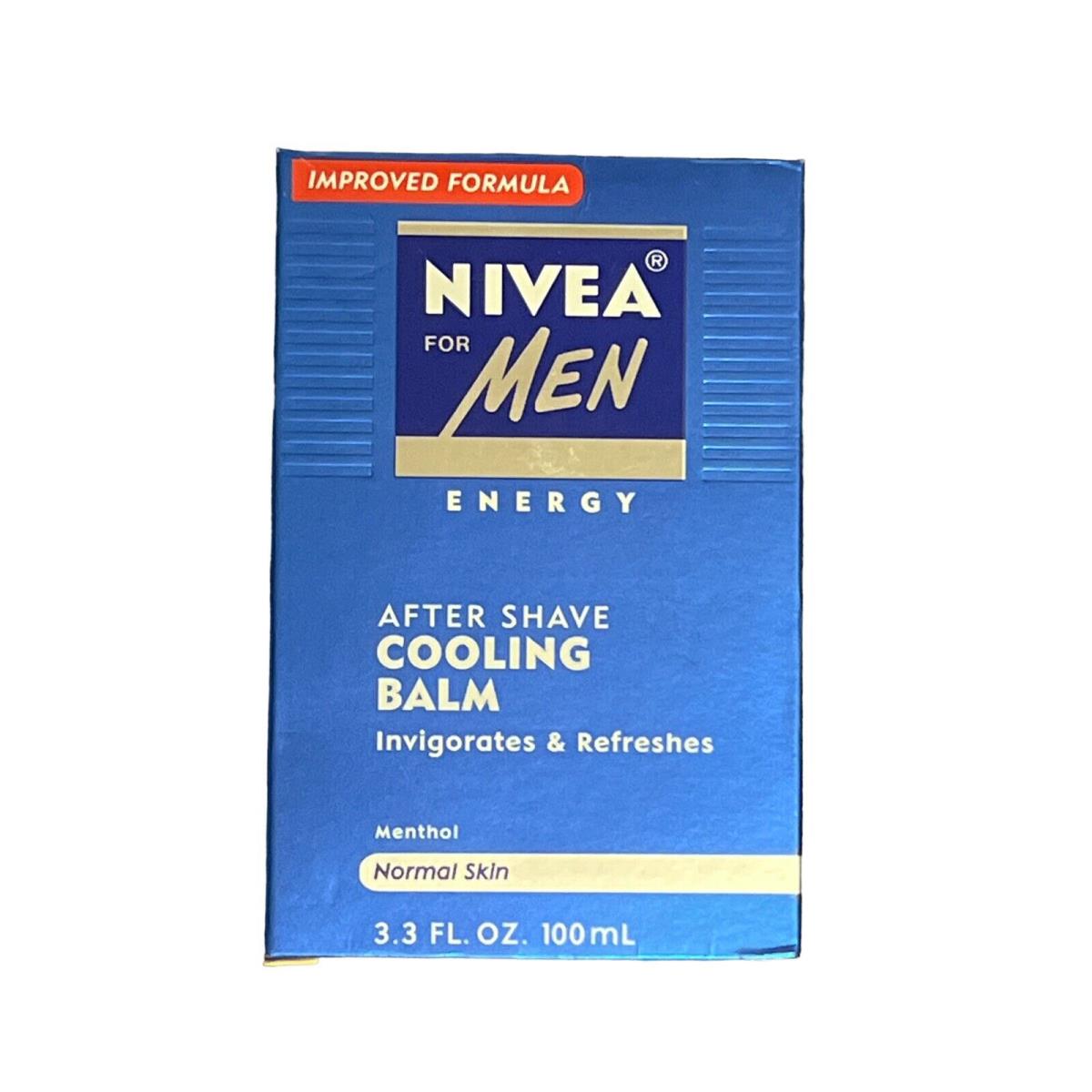 Nivea For Men Energy After Shave Cooling Balm 3.3 Fl. Oz. Glass Bottle Nos