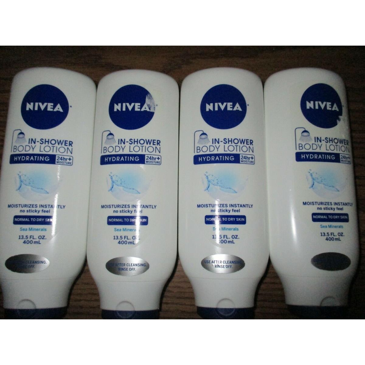 Lot of 4 Nivea In -shower Body Lotion Sea Minerals 13.5 oz Each