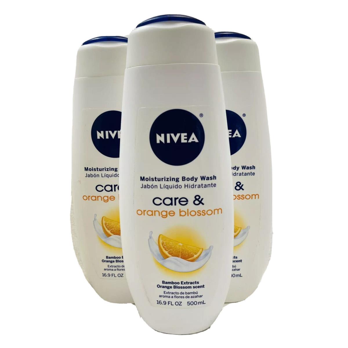 3 Nivea Care Orange Blossom Body Wash 16.9oz