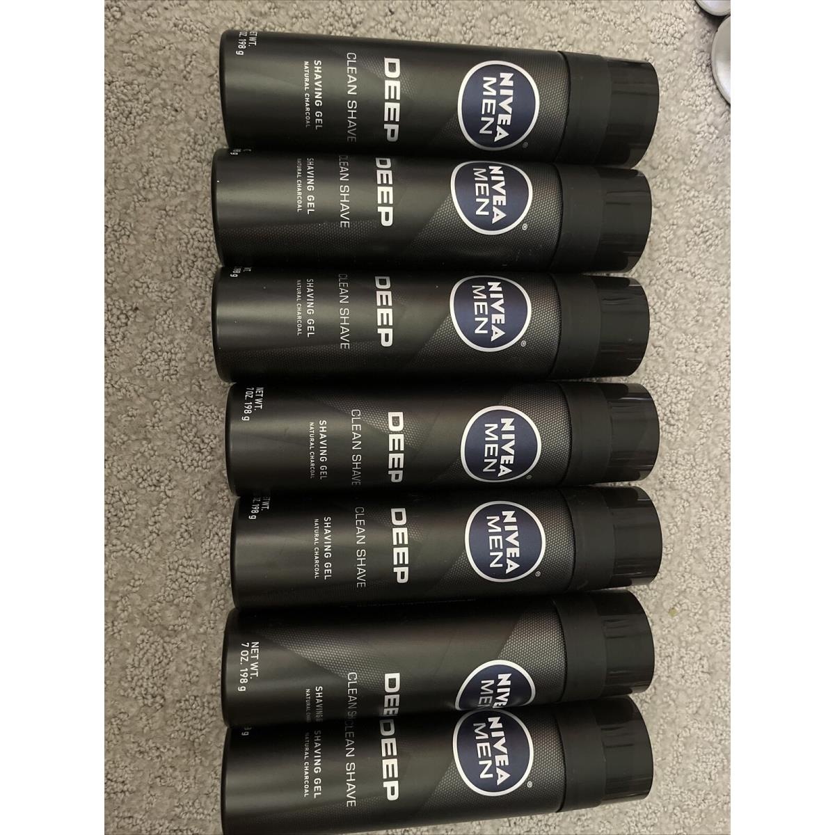 7 Bottles Nivea Men Deep Clean Shave Shaving Gel Natural Charcoal 7 Oz Each