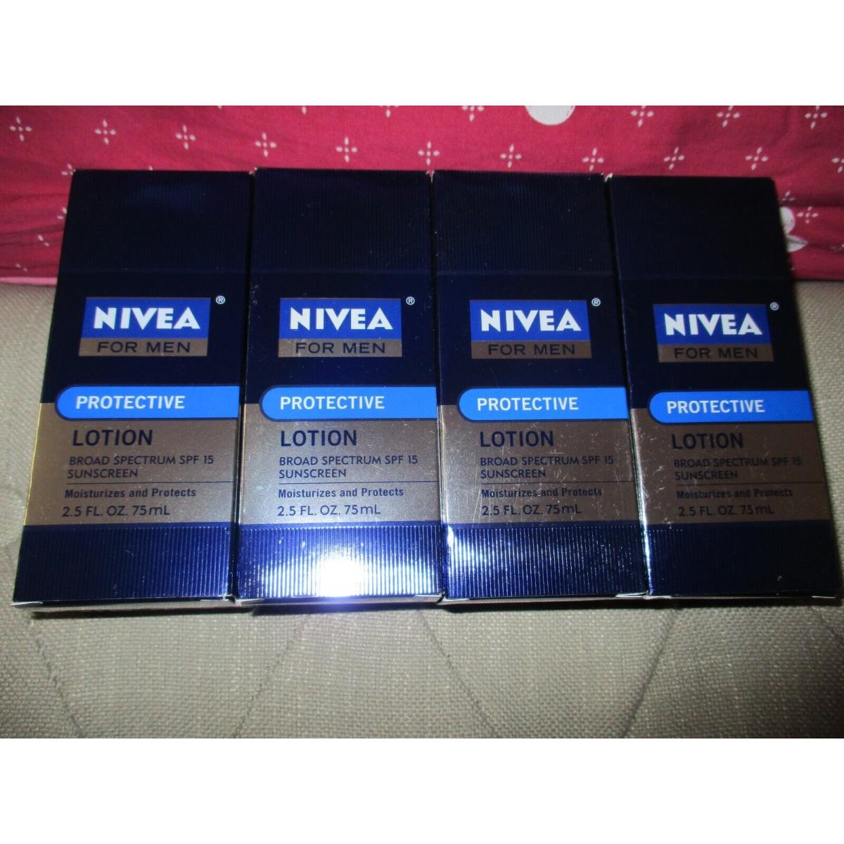 4 Nivea For Men Protective Lotion Broad Spectrum SPF15 Sunscreen 2.5 oz Each