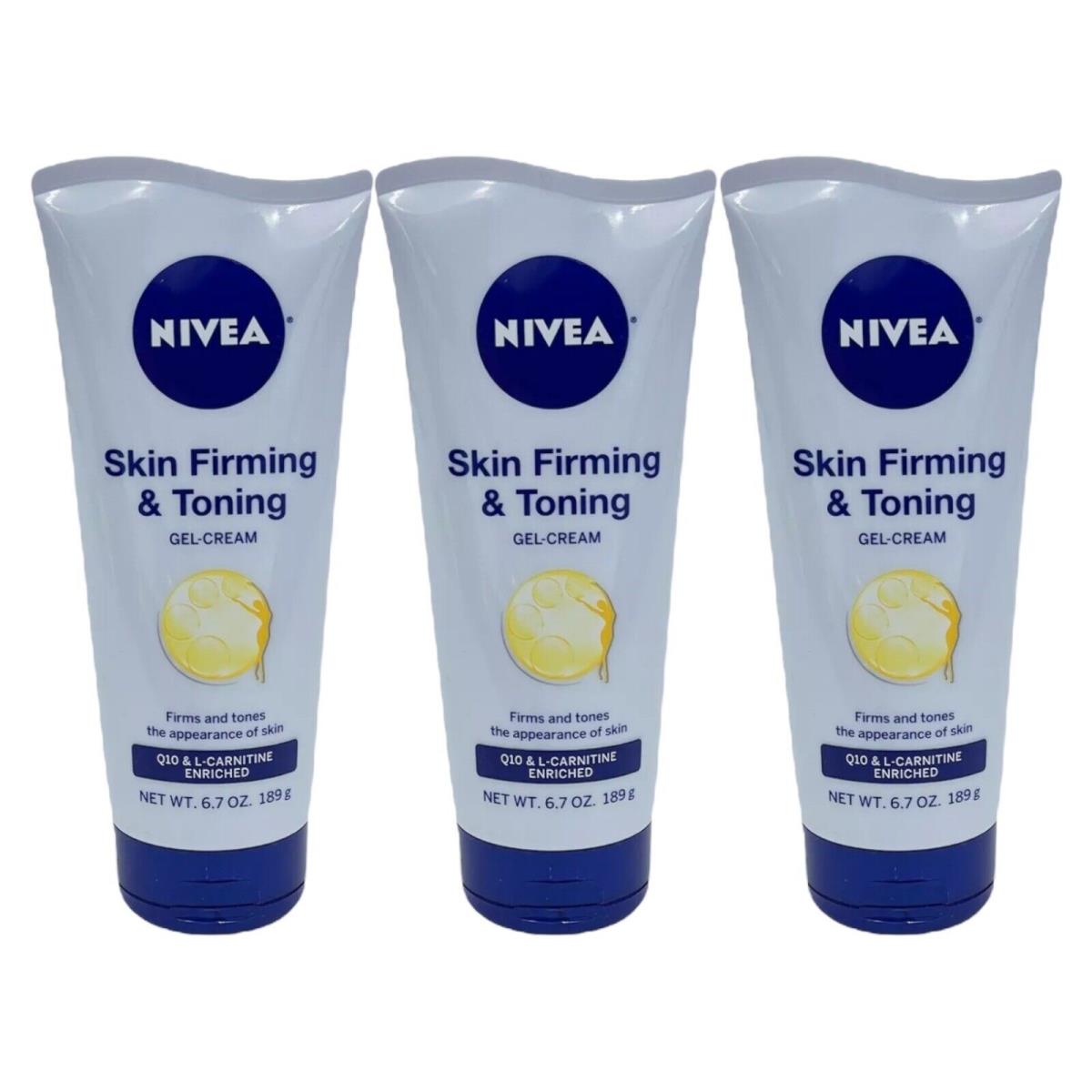 3 Pack Nivea Skin Firming Toning Gel Cream Q10 L-carnitine Tones Lotus 6.7 oz