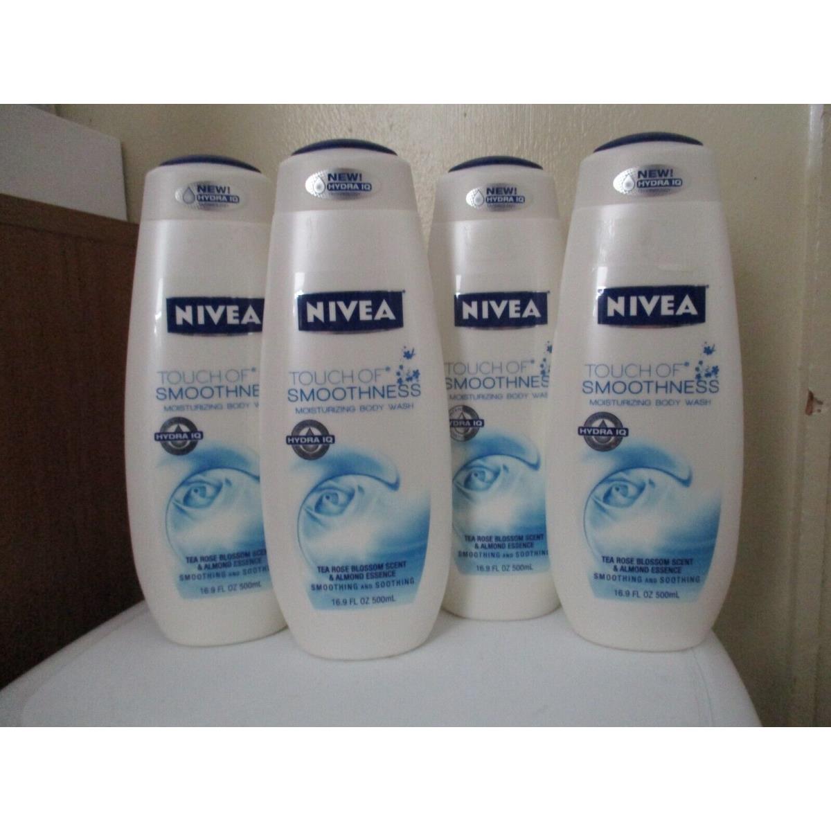 Lot of4 Nivea Touch of Smoothness Moisturizing BW Tea Rose Almond Essence 16.9oz