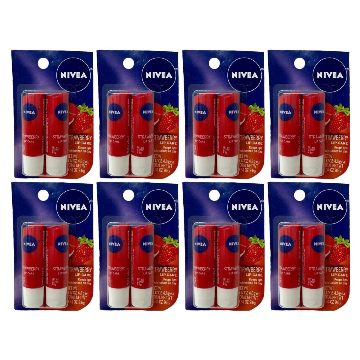 Nivea Strawberry Lip Care 16 ct Tinted Scented 0.17 oz Formula Rare