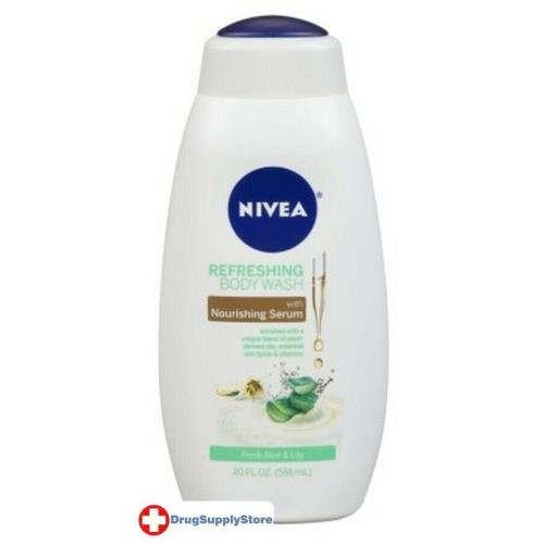 BL Nivea Body Wash 20 oz Fresh Aloe and Lily - Three Pack