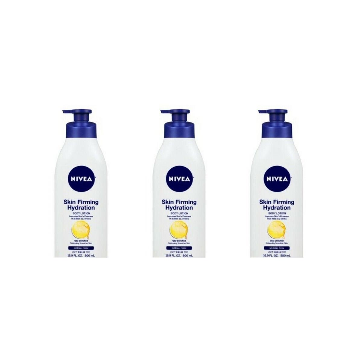 BL Nivea Lotion Skin Firming Hydration Q10 16.9 oz Pump - Three Pack