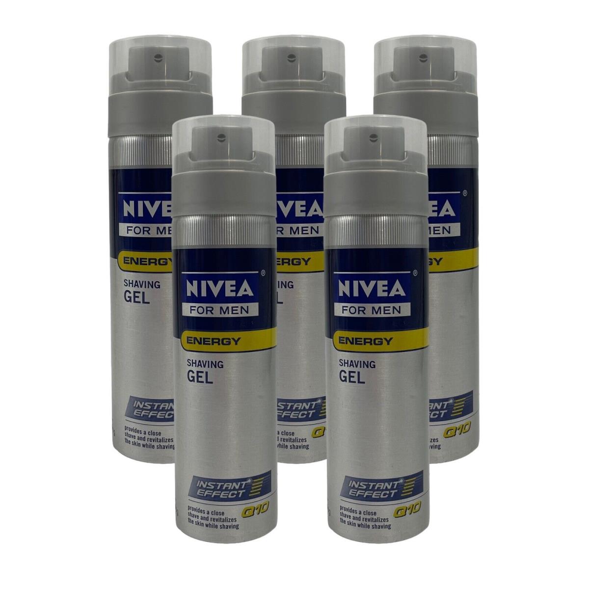 5 Pack Nivea Men Energy Shaving Gel 7 oz Q10 Instant Effect Close Shave Rare Htf