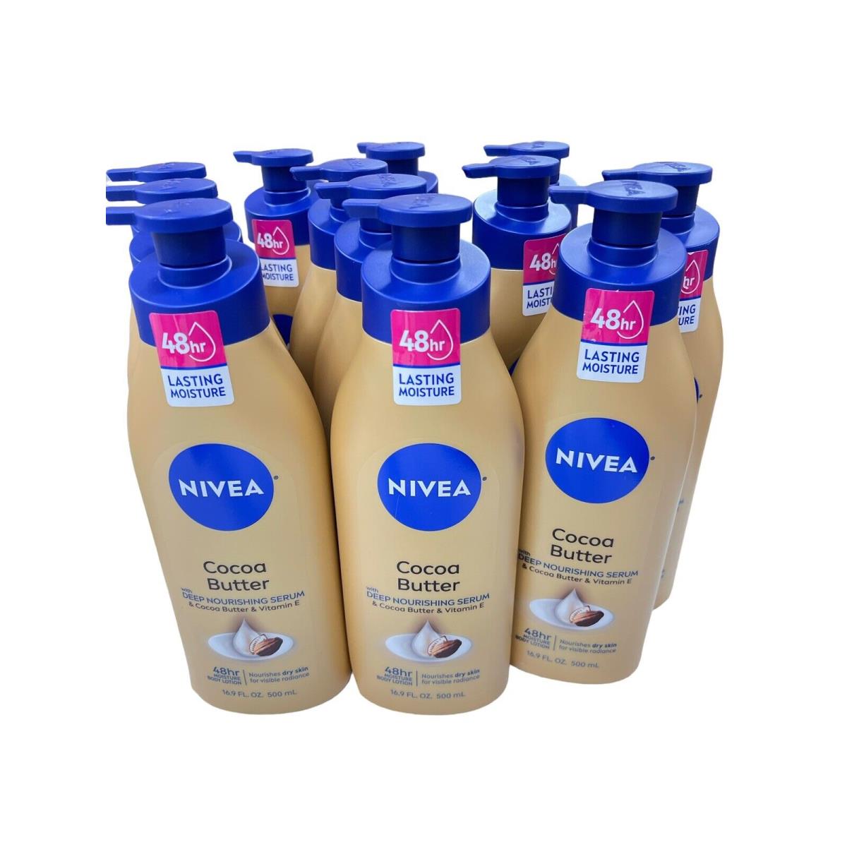 12 Pack Nivea Cocoa Butter 48HR Body Lotion Deep Nourishing Serum For Dry Sk