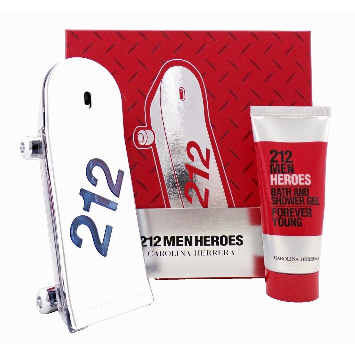 212 Men Heroes by Carolina Herrera 3.0 oz Edt + 3.4 oz Shower Gel. Men`s Set