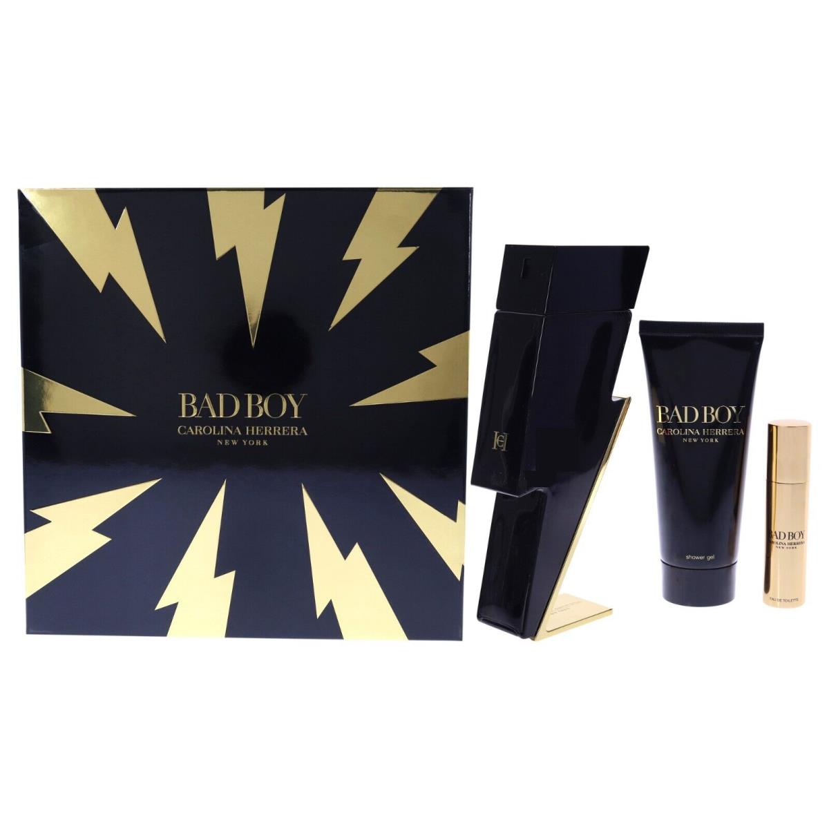 Carolina Herrera Bad Boy 3PC Gift Set - 3.4OZ Edt + 3.4OZ Showergel + 0.34OZ Edt