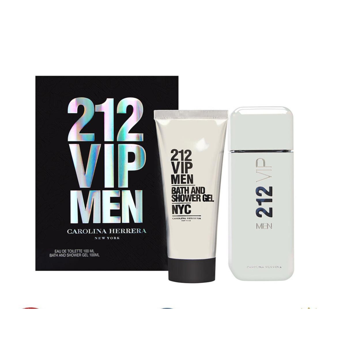 212 Vip Black by Carolina Herrera 2pc For Men 3.4oz Edt 3.4oz Shower Gel