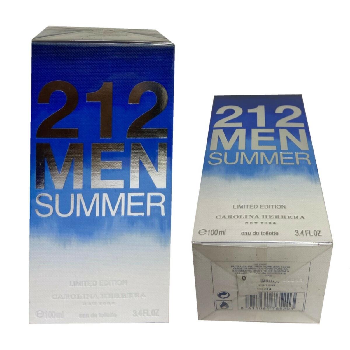 212 Summer by Carolina Herrera Edt Spray Limited Edition 3.4 oz Men