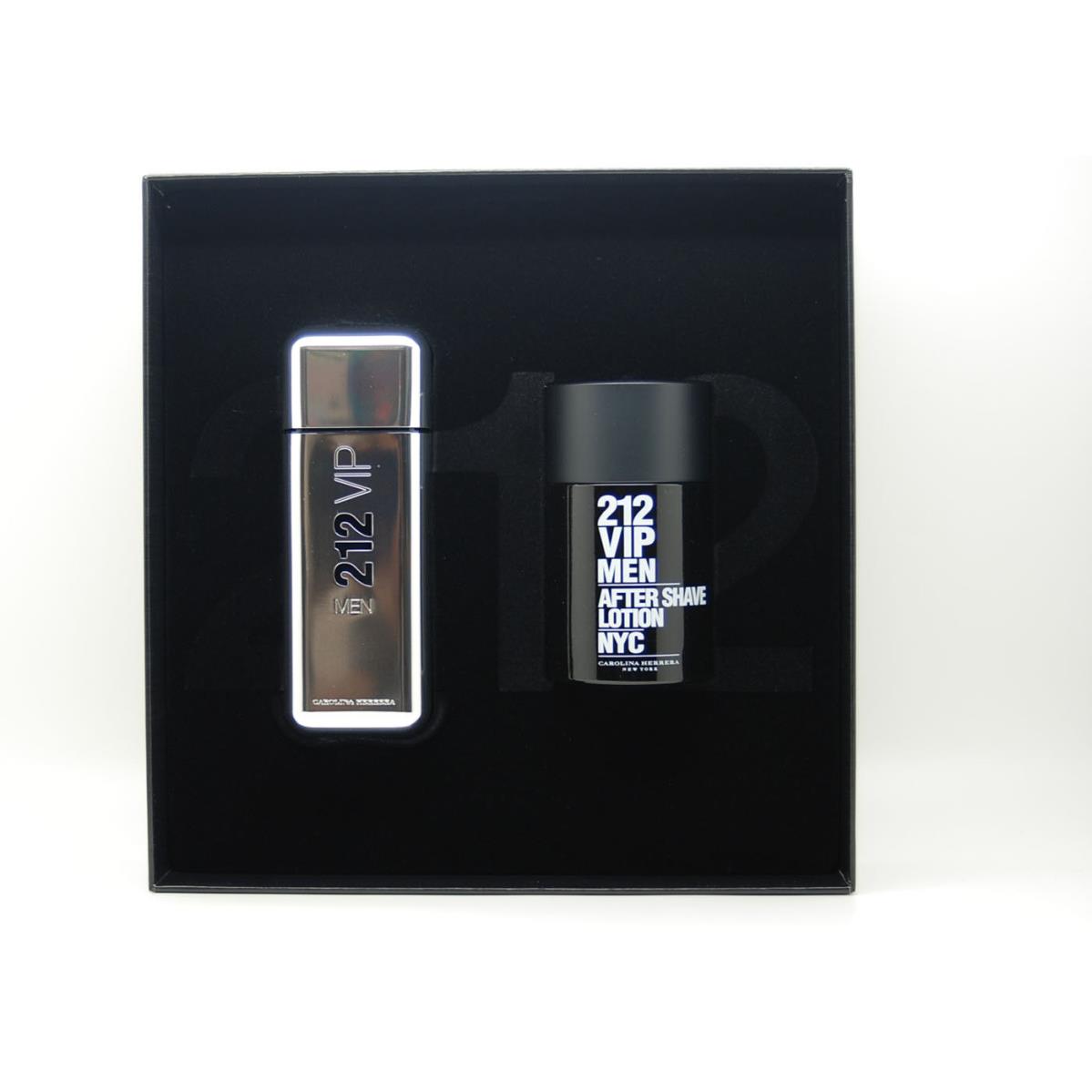 212 Vip by Carolina Herrera Gift Set Men 3.4 oz Edt Spray + 3.4 oz After Shave