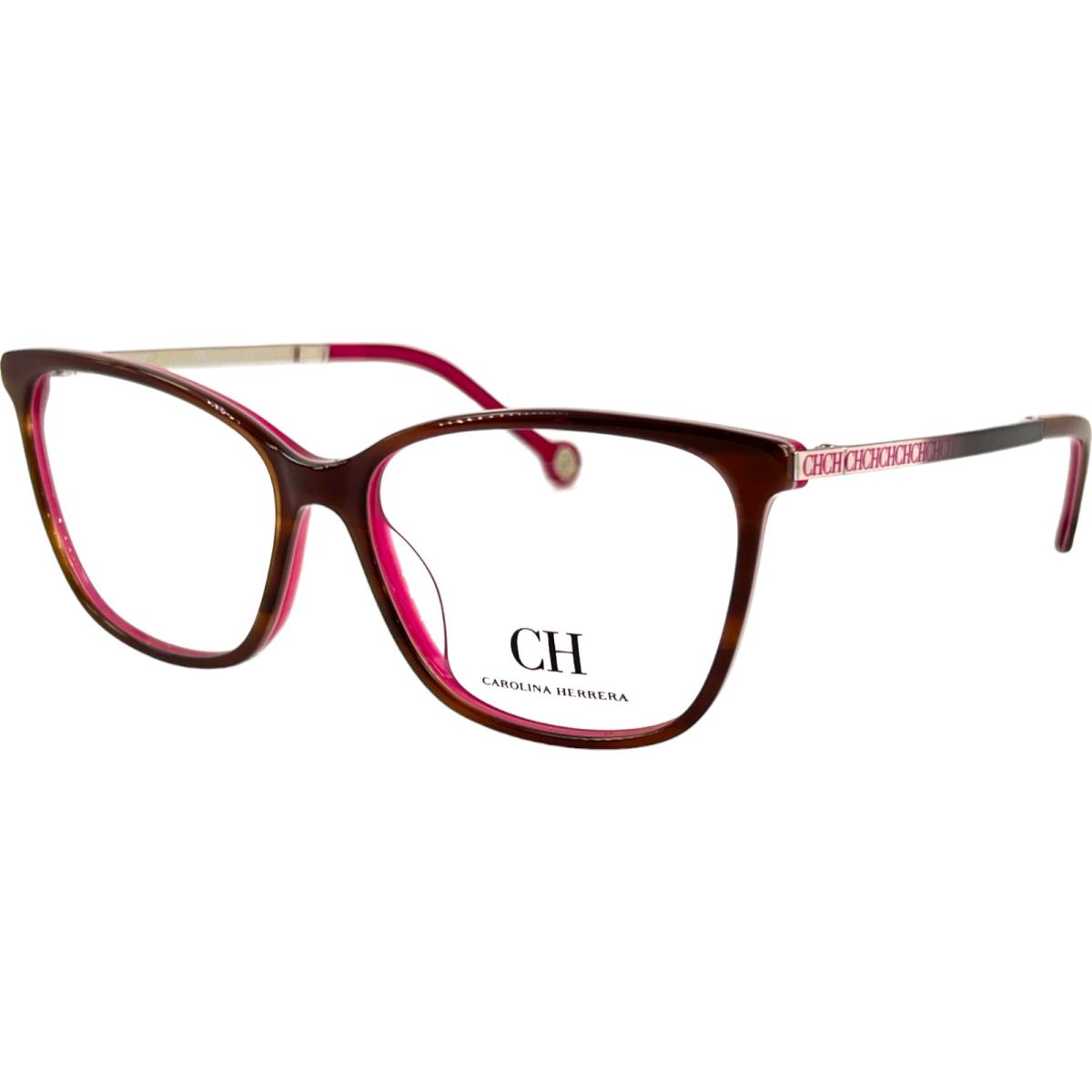 Carolina Herrera VHE758K Womens Plastic Eyeglass Frame 06BA Brown 54-15