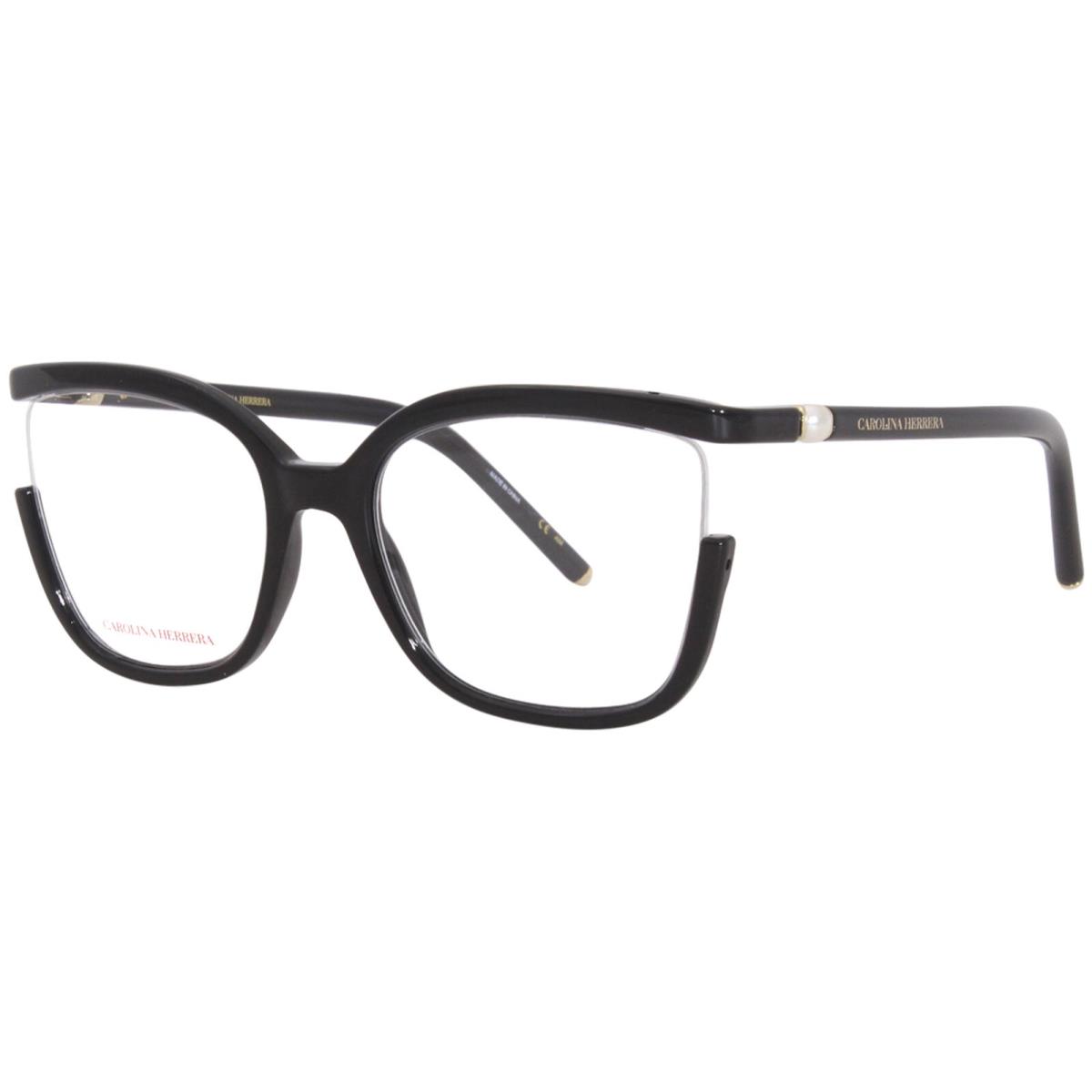 Carolina Herrera CH/0004 807 Eyeglasses Frame Women`s Black Semi Rim 53-mm - Frame: Black, Lens: Demo