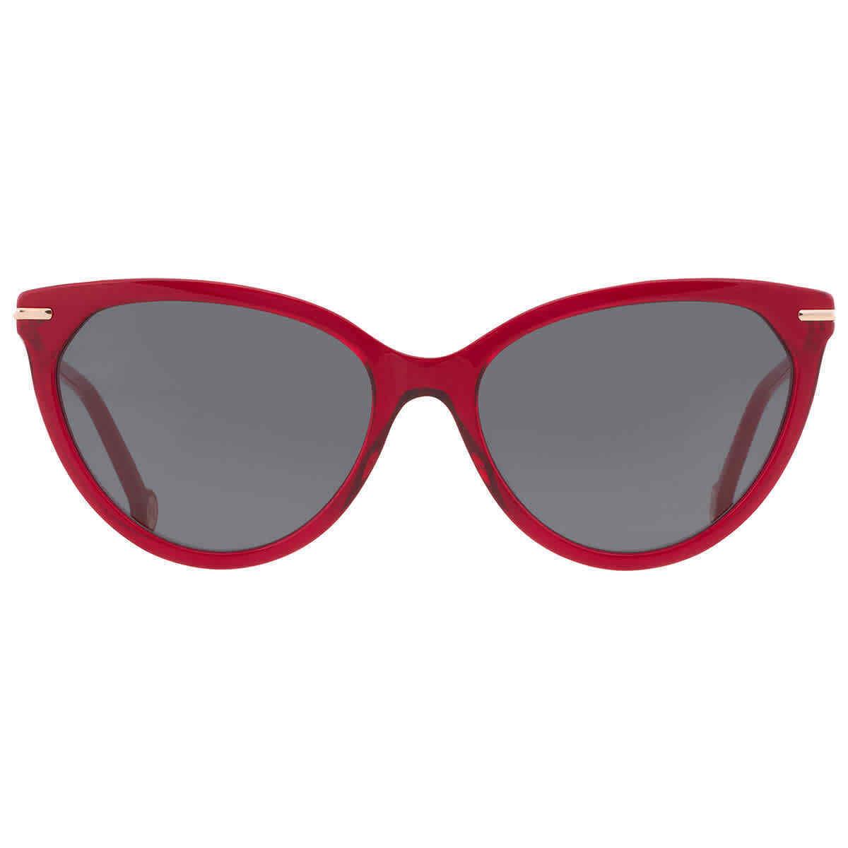 Carolina Herrera Grey Cat Eye Ladies Sunglasses Her 0093/S 0C9A/IR 57 - Frame: Red, Lens: Grey