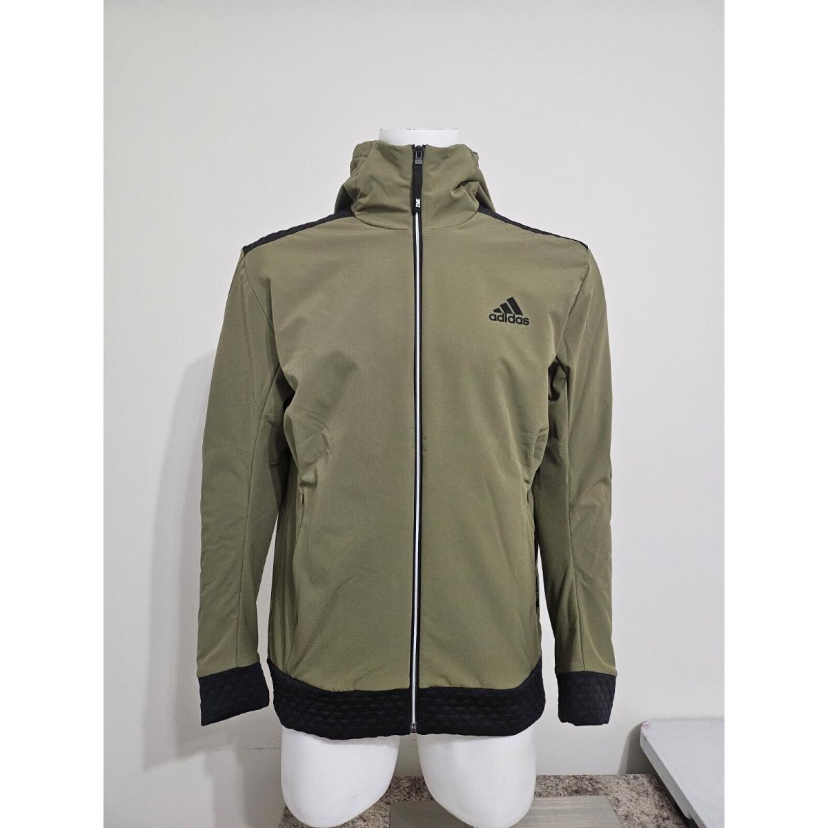 Adidas Men`s Zne Cold.rdy Full Zip Hooded Jacket GT9777 Focus Olive Size L