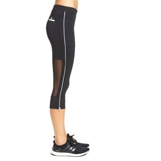 Adidas by Stella Mccartney 3/4 Mesh Tights Black Activewear Bottom Pants Size L