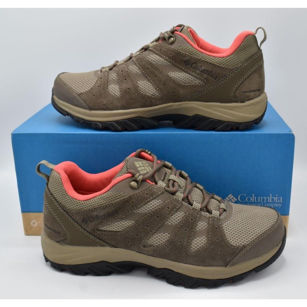 Columbia Womens Size 8.5 Redmond Iii Low Red Coral Waterproof Hiking Sneakers