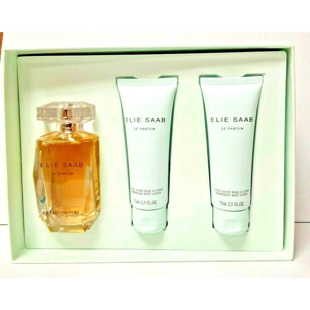 Elie Saab L`eau Couture Women Set 3 Oz.edt Spr 2 x 2.5 oz Shimmering Body Lotion