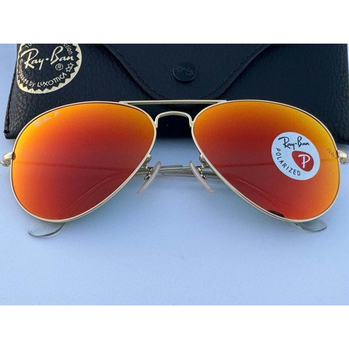 Ray-ban RB3025 112/4D Aviator Matte Gold / Polarized Orange Mirror Sunglasses