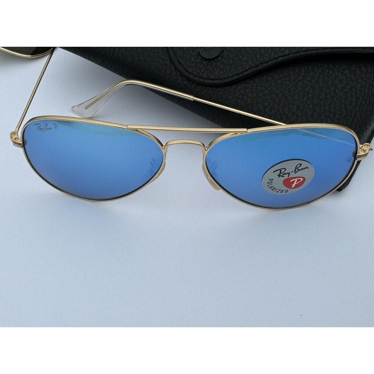 Ray-ban RB3025 112/4L Aviator Matte Arista / Polarized Blue Mirror Sunglasses