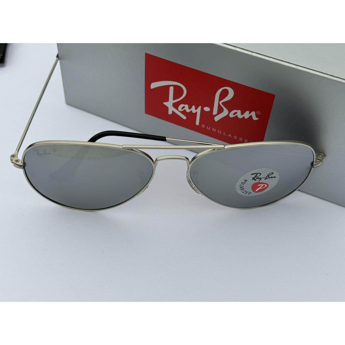 Ray-ban RB3025 019/W3 Aviator Sunglasses Matte Silver / Polarized Silver Mirror