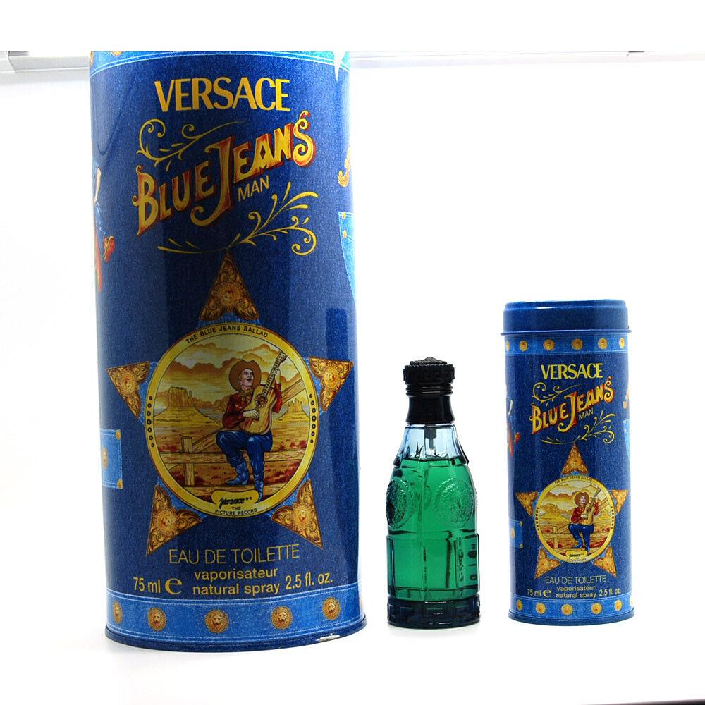 Blue Jeans by Versace 2.5 oz 75 ml Edt Spray + Collectible Versace Can For Men