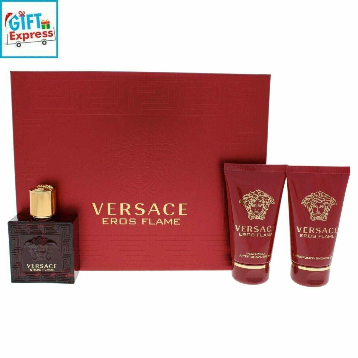 Eros Flame by Versace 3 Pcs Gift Set 1.7 Edt Spray + 1.7 AS + 1.7 SG