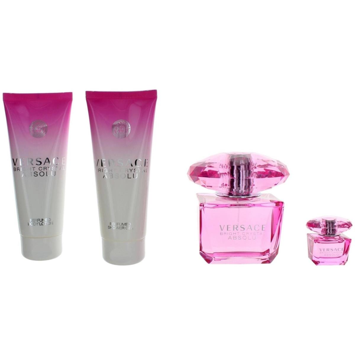 Versace Women`s Personal Care Gift Set Bright Crystal Absolu Enchanting 4 Piece